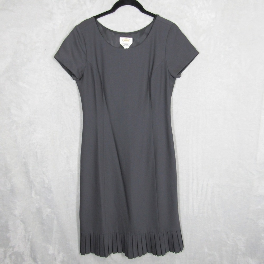 Talbots Dress Women's Size 4 Gray Wool Blend Pleated Hem Career Vintage